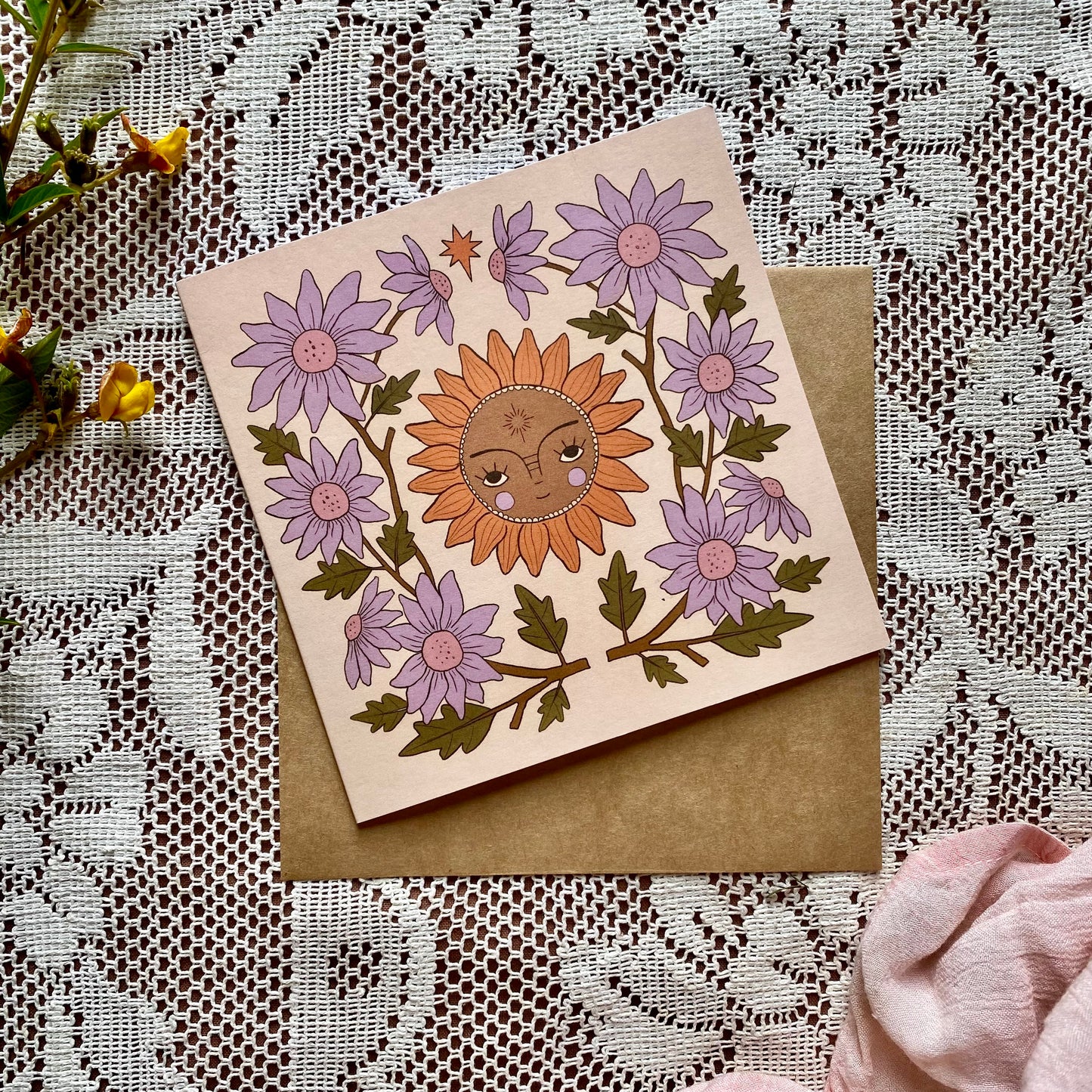 Surface lilac flower field - blank card