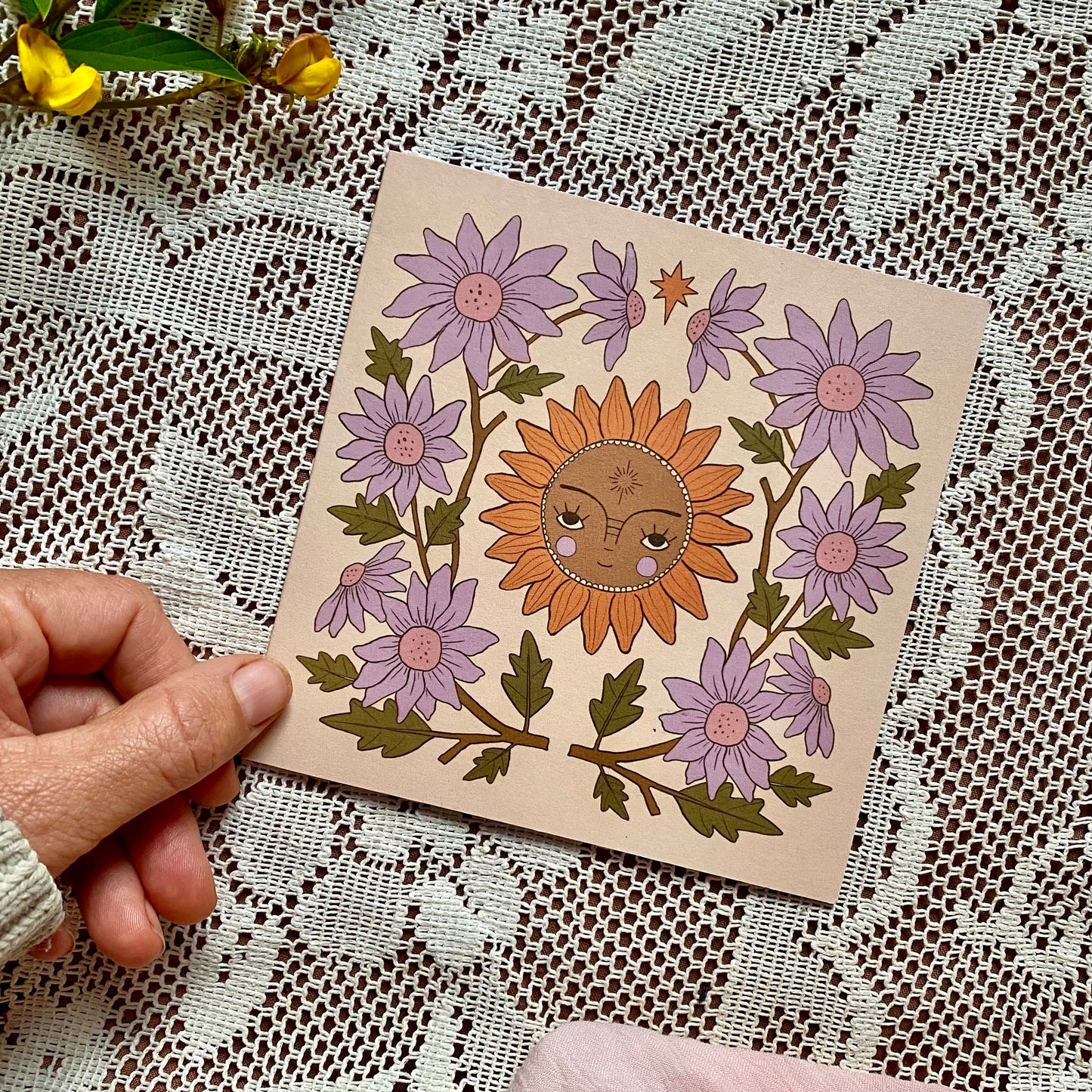 Surface lilac flower field - blank card