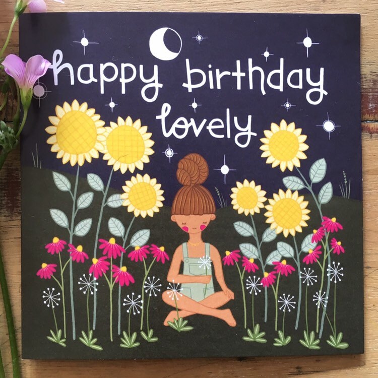 Happy birthday lovely sunflower card blank inside