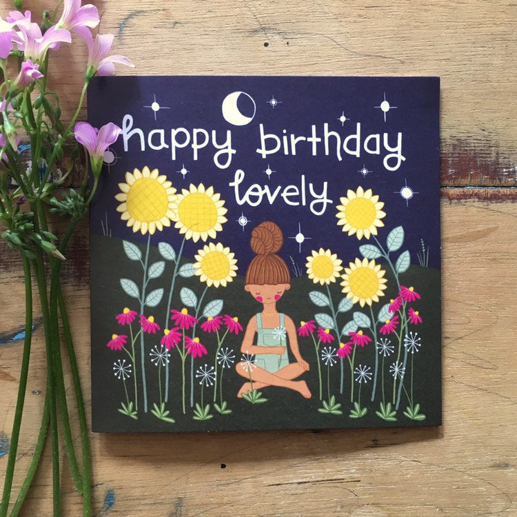 Happy birthday lovely sunflower card blank inside