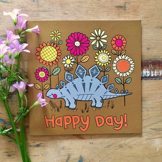 Happy Day! Dino birthday occasion card blank inside