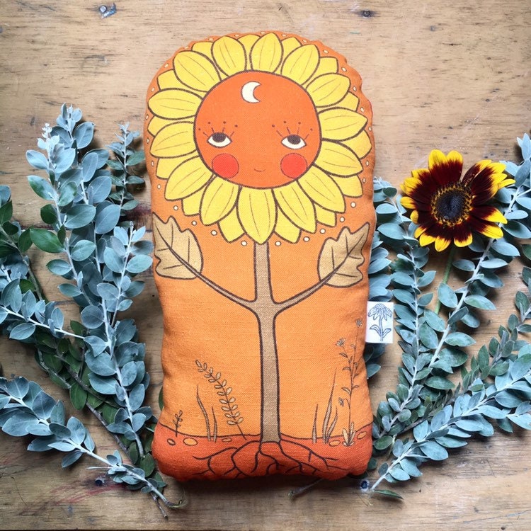 Sunflower friend linen bohemian pillow