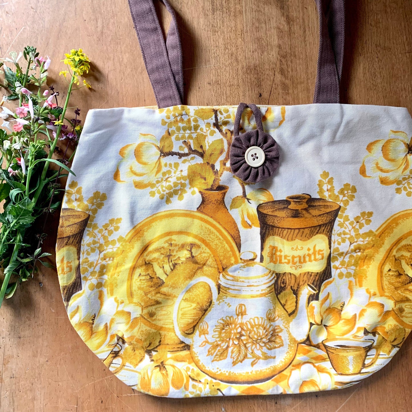 Vintage fabric tote bag
