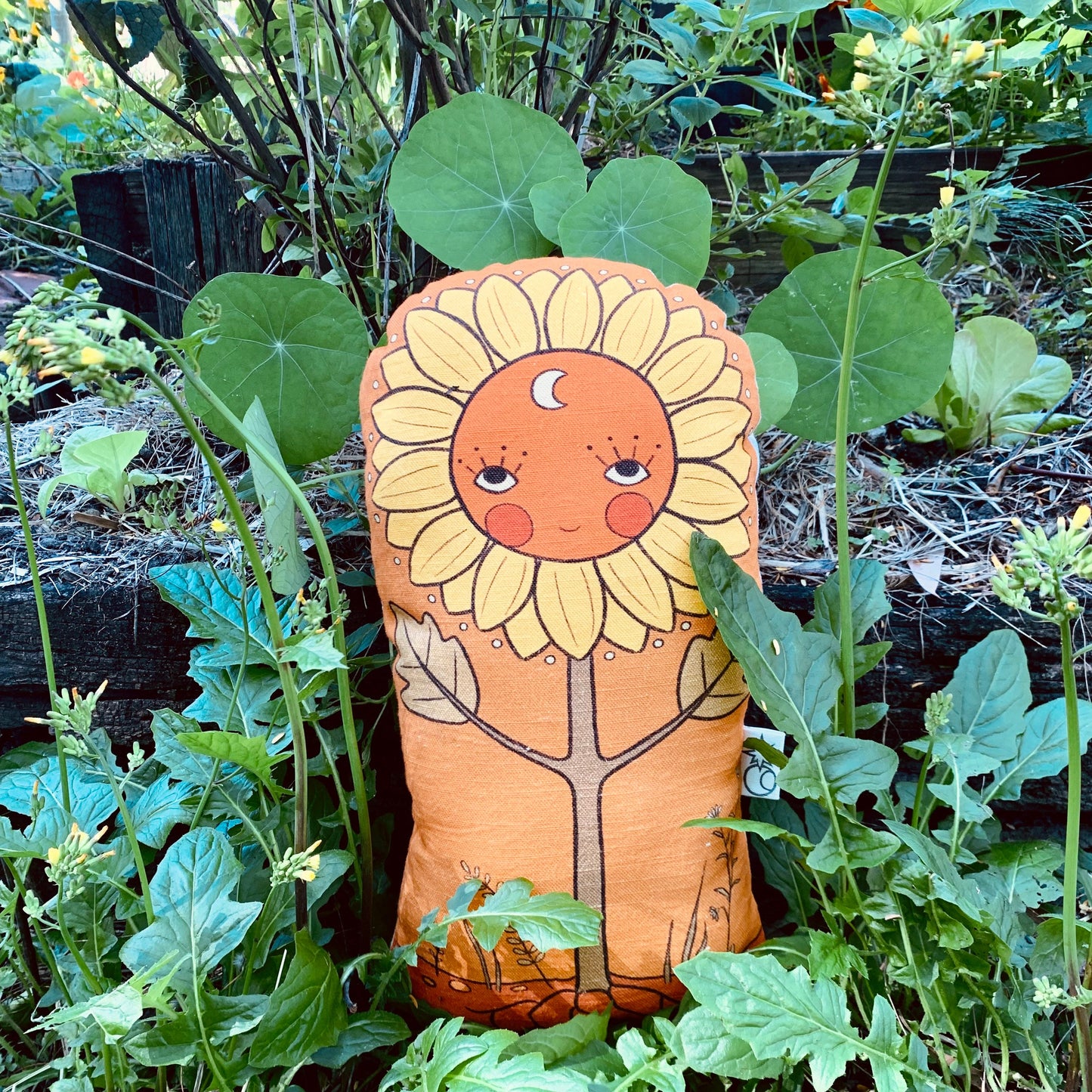 Sunflower friend linen bohemian pillow