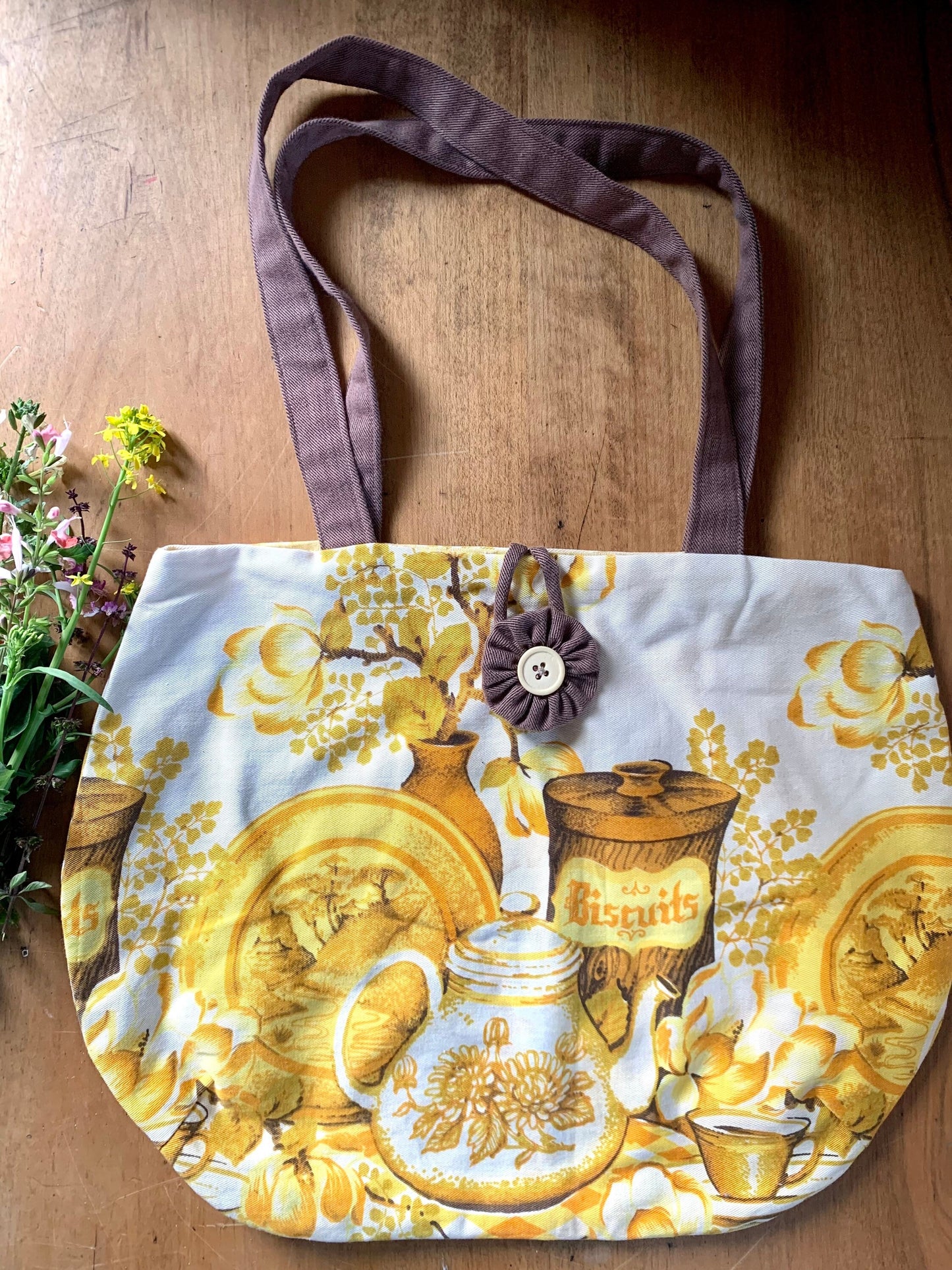 Vintage fabric tote bag
