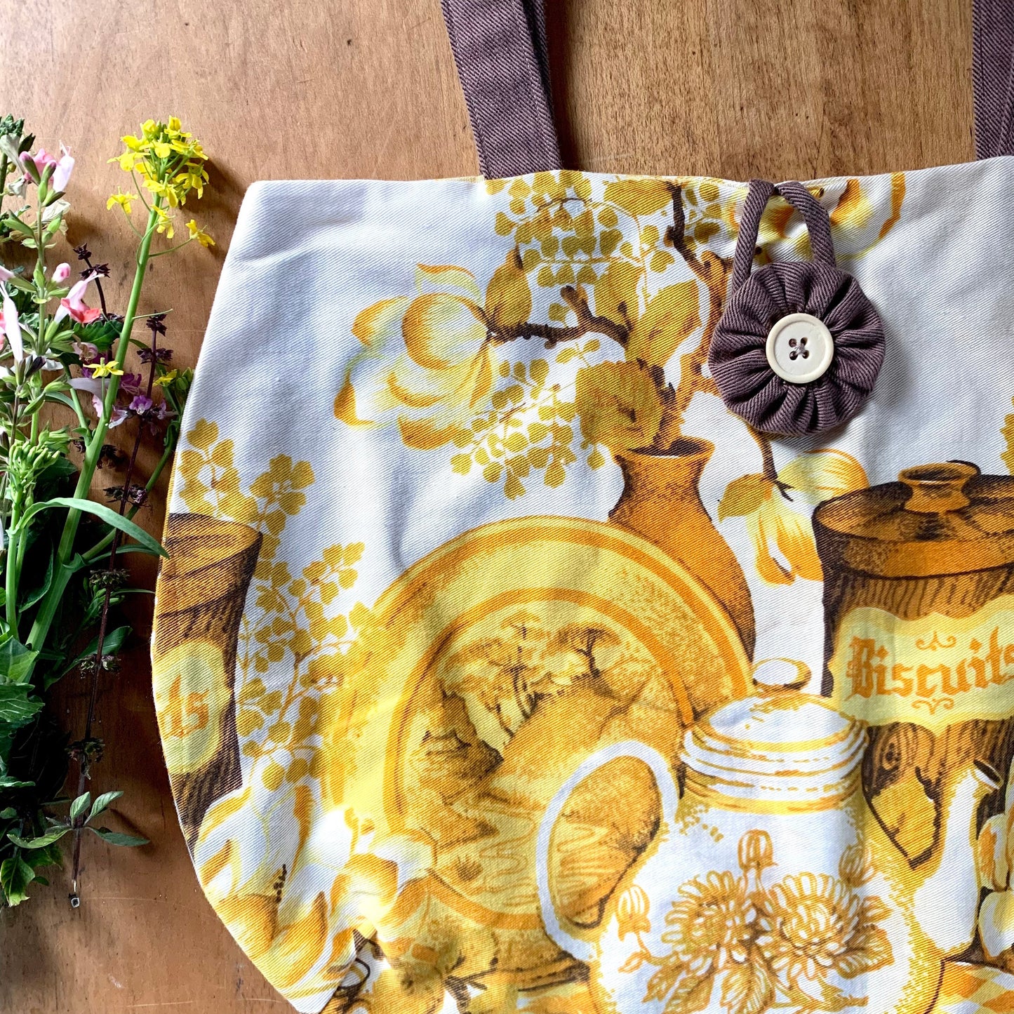 Vintage fabric tote bag