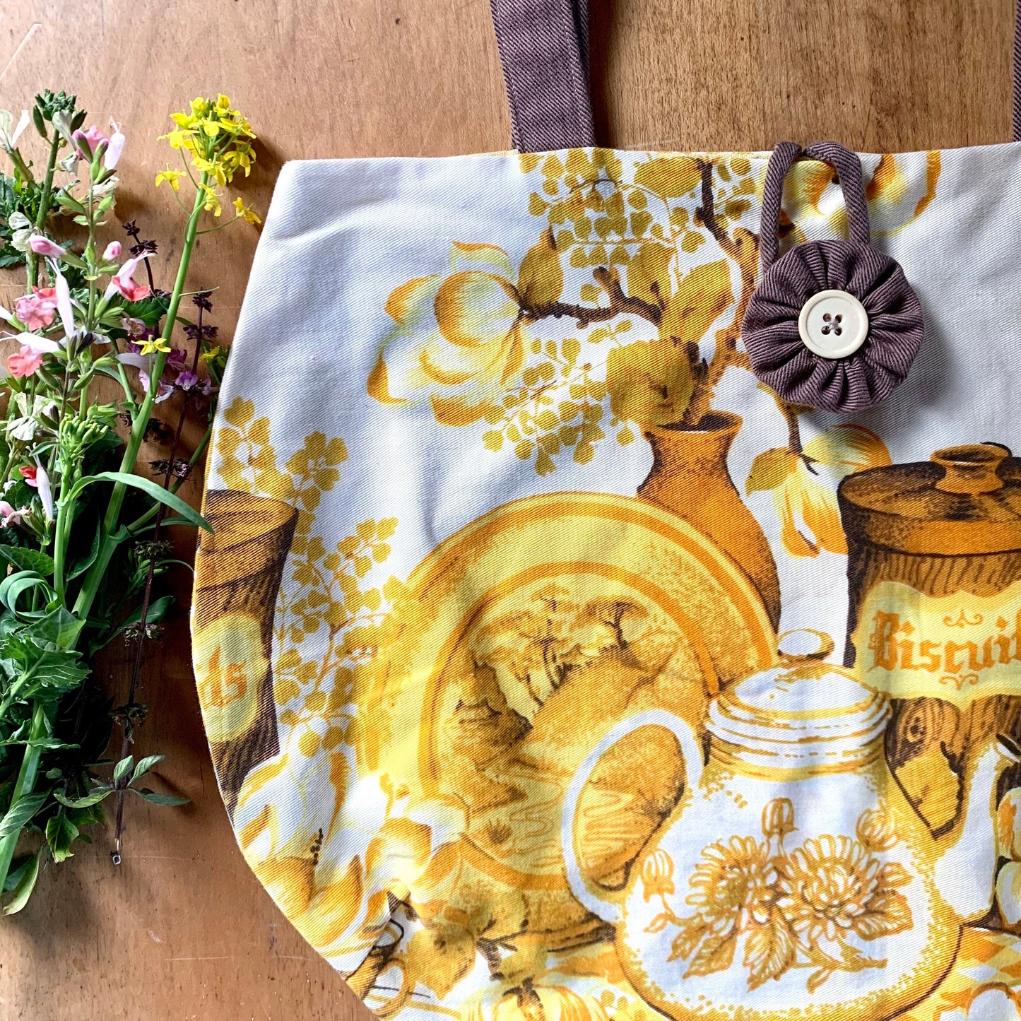 Vintage fabric tote bag