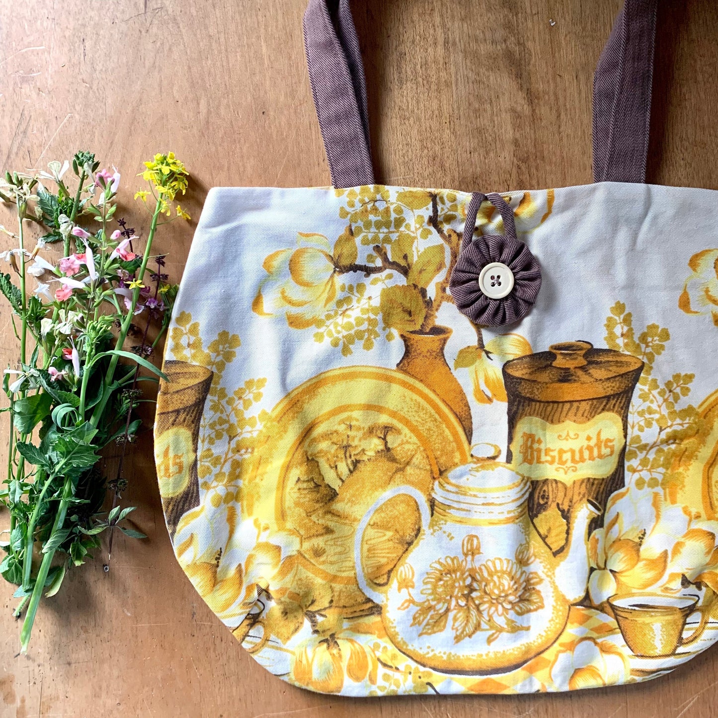 Vintage fabric tote bag