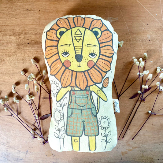 Dandy lion earthy sand natural linen cushion