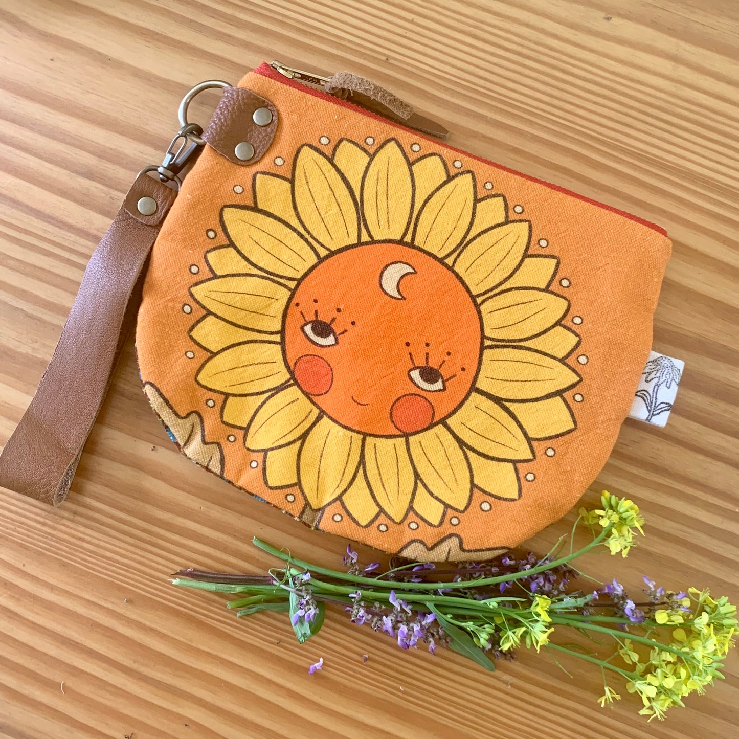 Sunflower face clutch purse