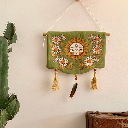 Green toned Soleil wall hanging