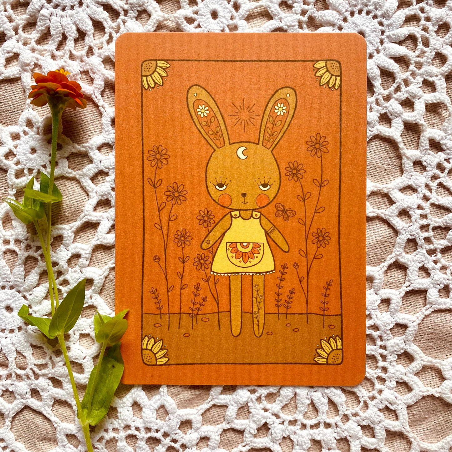 Bunny mini print postcard in sunshine