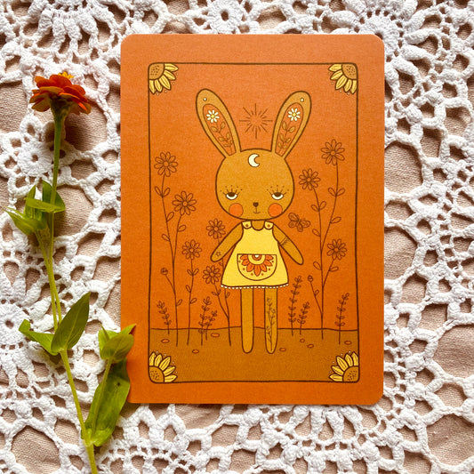Bunny mini print postcard in sunshine