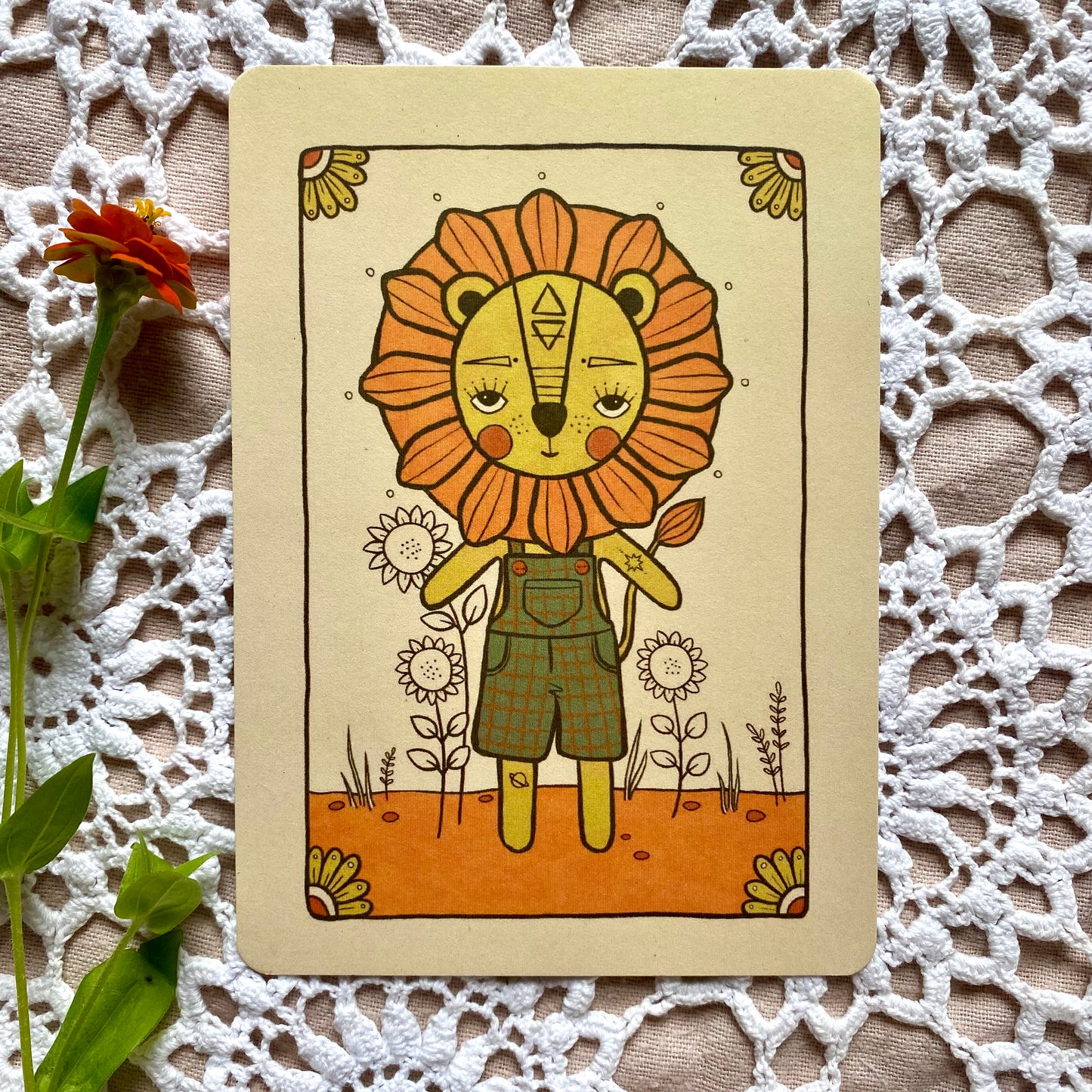 Lion mini print postcard in sand