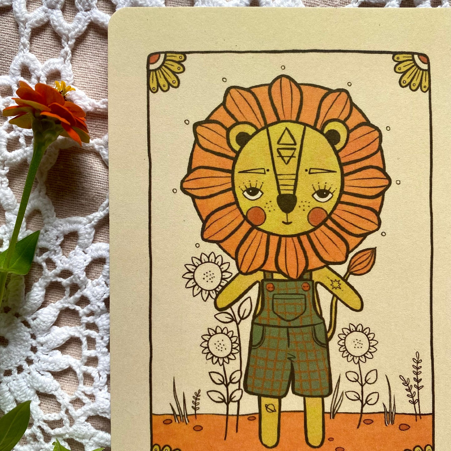 Lion mini print postcard in sand