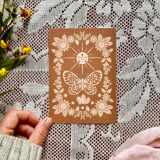 Earth elements celestial butterfly postcard mini print