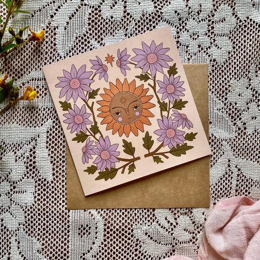 Surface lilac flower field - blank card
