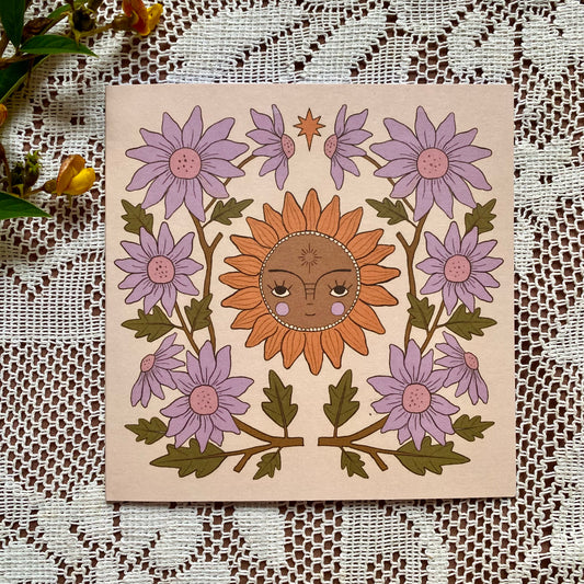 Surface lilac flower field - blank card