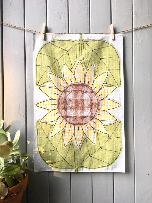 Art print tea towel sunflower kitchen decor vintage