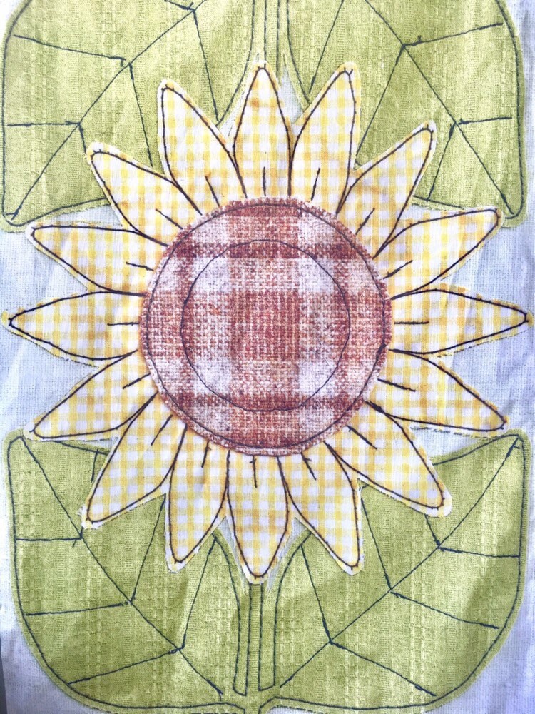 Art print tea towel sunflower kitchen decor vintage