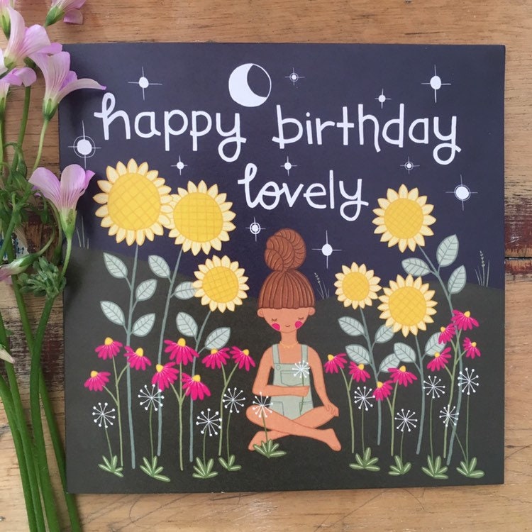 Happy birthday lovely sunflower card blank inside