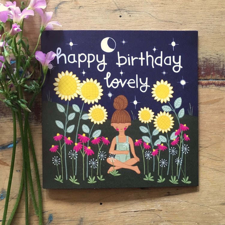 Happy birthday lovely sunflower card blank inside