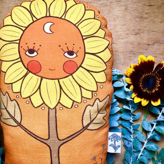 Sunflower friend linen bohemian pillow