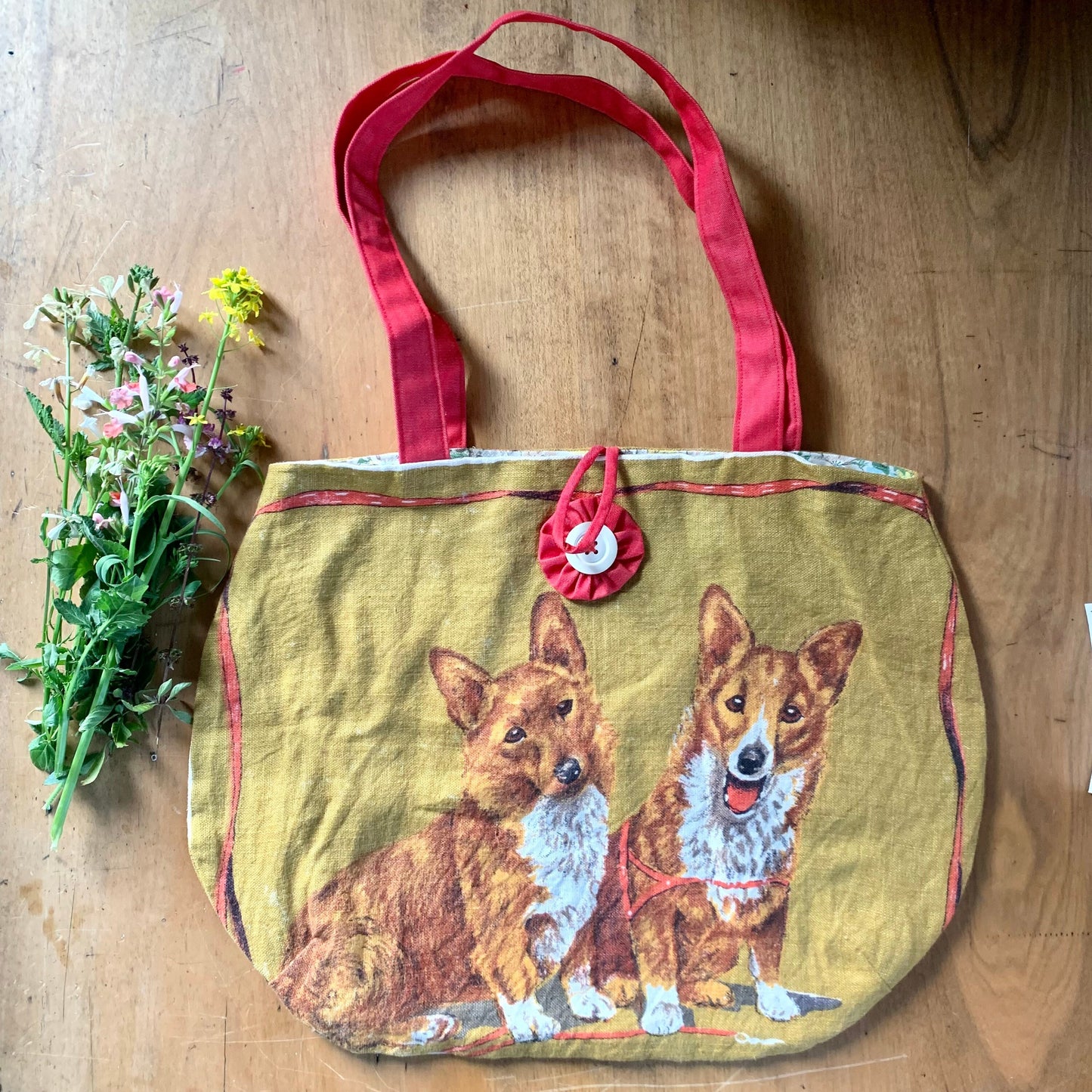 Vintage fabric tote bag