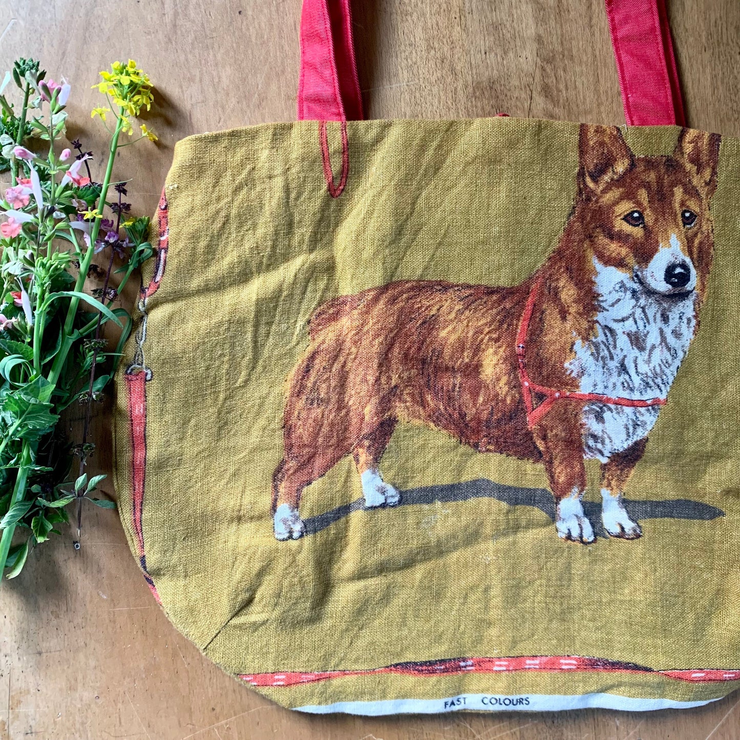 Vintage fabric tote bag